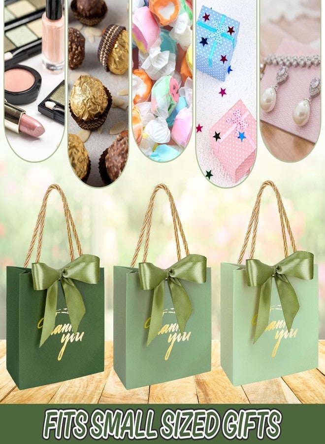 Whaline 60Pcs Thank You Paper Gift Bags with Bow Gradient Sage Green Party Favor Bags with Handles for Wedding Bridal Baby Shower Birthday Party - Image 4